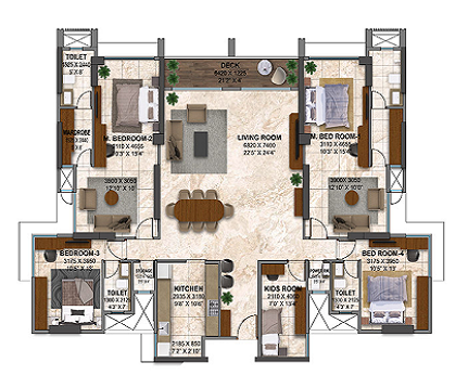 Kanakia Silicon Valley Powai 3BHK Plan
